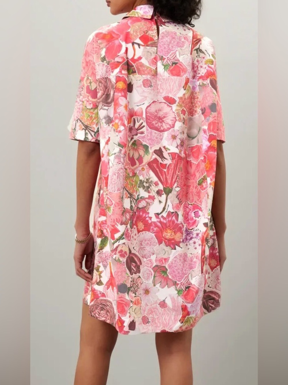 Marni Pink Floral Short-Sleeve A-Line Dress - Picture 4 of 16